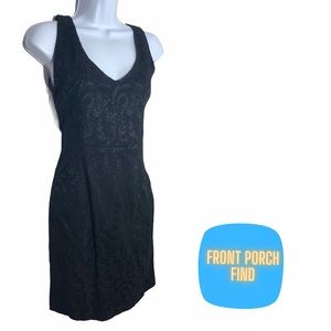 Saks OffFifth Womens Black Dress Ponte Sides Lace Overlay